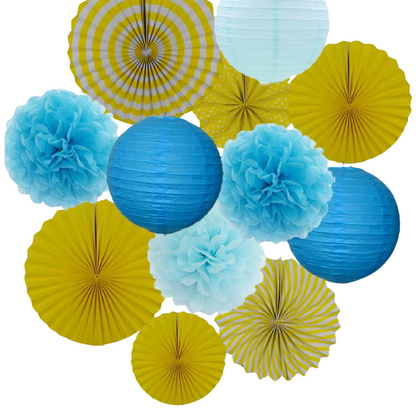 Flores de leque de papel, 12 peças/conjunto de leques de papel, conjunto cata-ventos