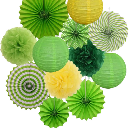 Flores de leque de papel, 12 peças/conjunto de leques de papel, conjunto cata-ventos