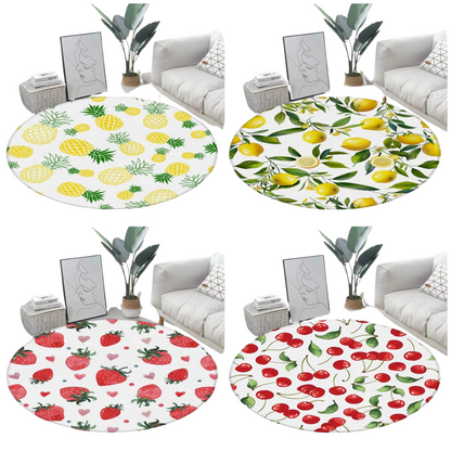Tapetes decorativos com padrão de frutas tropicais, tapetes redondos, abacaxi e limão