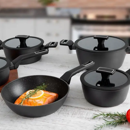 Jogo de Panelas Brinox Revestimento Cerâmico de Alumínio Preto 5 Peças Carbon