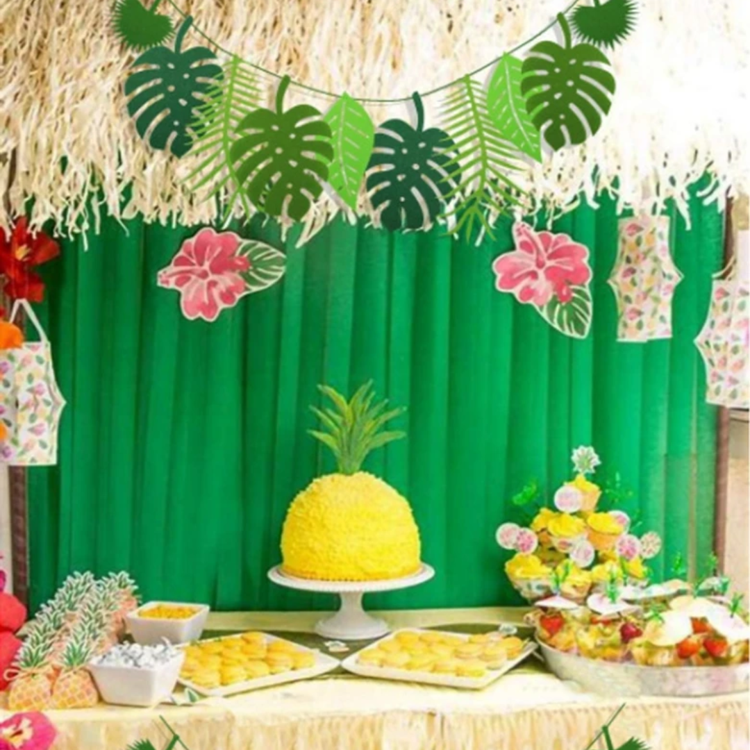 Pacote com 2 faixas de folhas tropicais Havaí Luau Guirlanda de folhas festa Praia