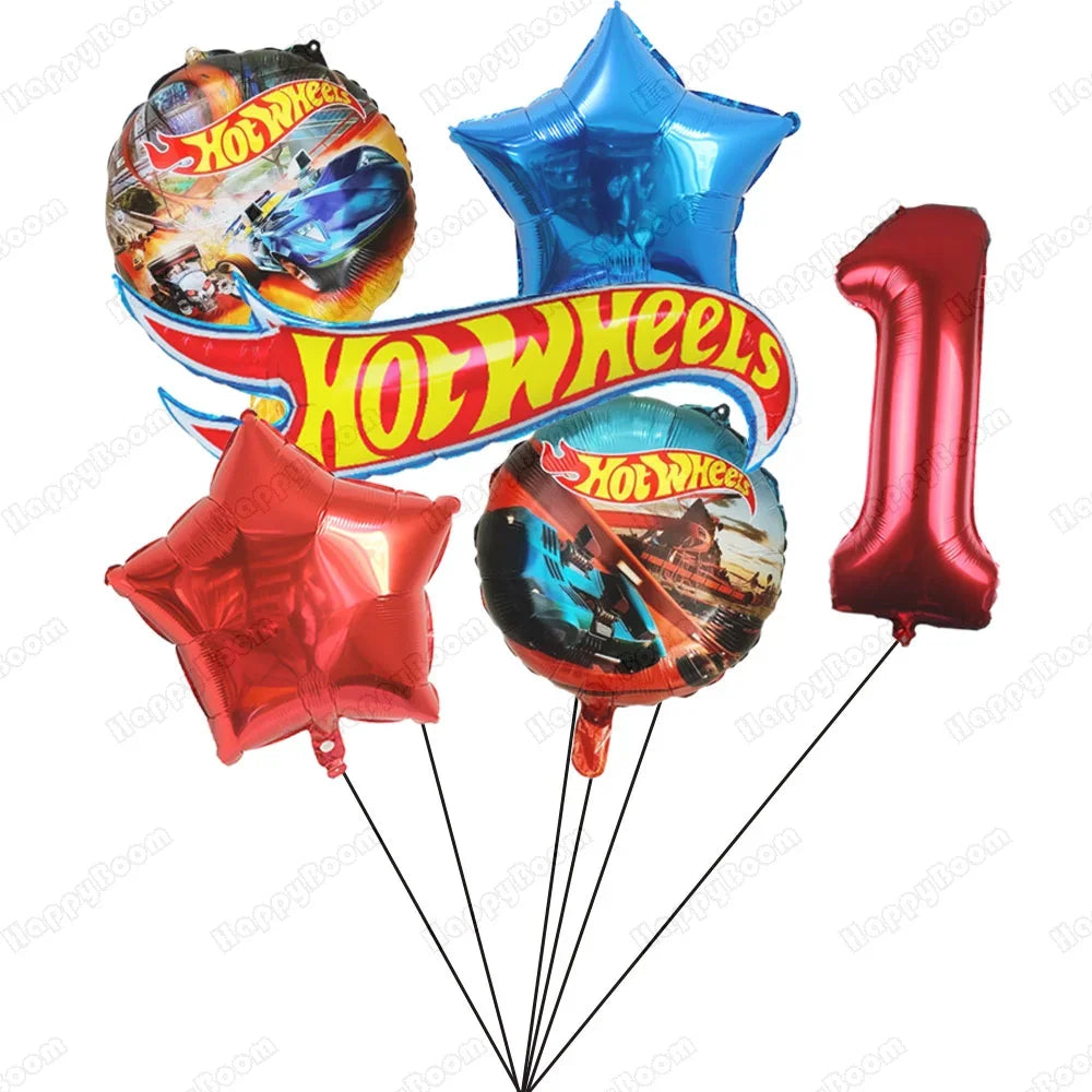 Balão Redondo Hot Wheels Decoração de aniversário com tema carro, 6 balões metalizados