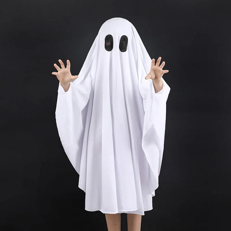 Capa Fantasia Cosplay Crianças Fantasma De Halloween branco