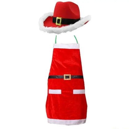 Kit Fantasia Papai Noel Adulto Com Avental E Óculos - 7 Peças, Avental Papai Noel Natalino Com Barba Gorro