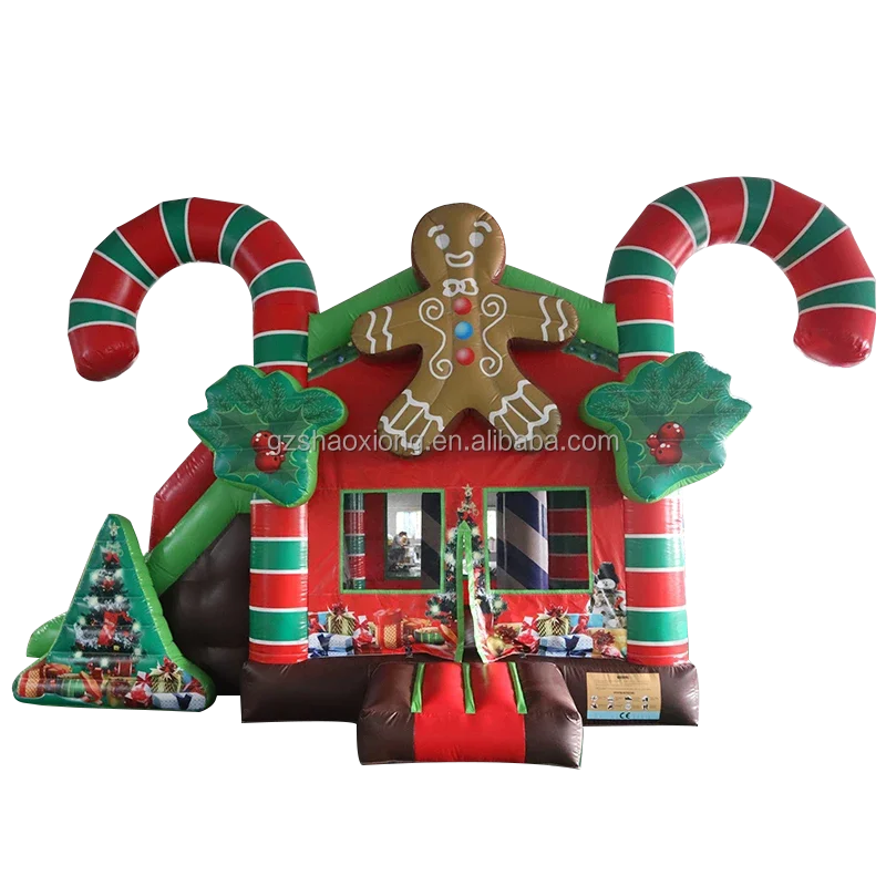 Casa inflável de gengibre 13 pés arco gigante de doces de Natal, inflável de shopping