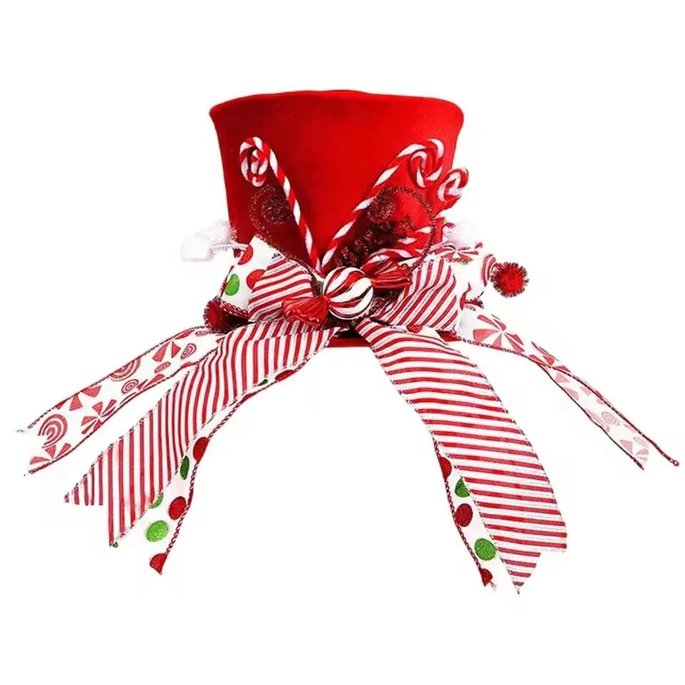 Topo de Árvore de Natal Chapéu de Árvore de Natal de Bengala Doce, Chapéu de Topo de Árvore Vermelho