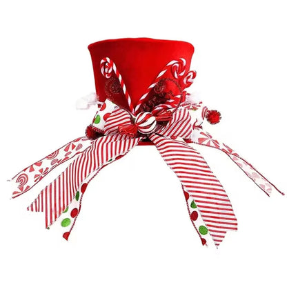 Topo de Árvore de Natal Chapéu de Árvore de Natal de Bengala Doce, Chapéu de Topo de Árvore Vermelho