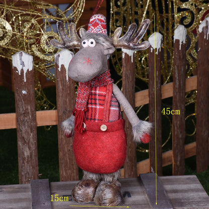 Estatueta de veado em pé de rena em pé de Natal - Escultura de rena em pé de pelúcia