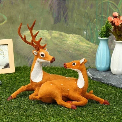 Rena de Natal Adorável Alce Escultura de Natal Design Realista Mini Enfeites de Veado