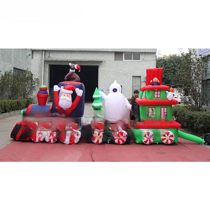 Trem inflável de Natal FunFando 8 pés com Papai Noel, boneco de neve, pinguim