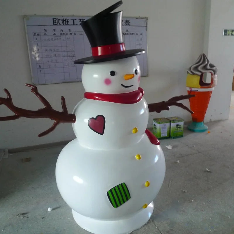 Boneco de Neve Gigante Decoração de Natal Shopping Figura de Natal Luminosa para Piso
