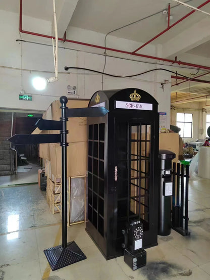 Cabine Telefônica Britânica Antigo Retro Rosa Estilo britânico antigo vintage foto cabine