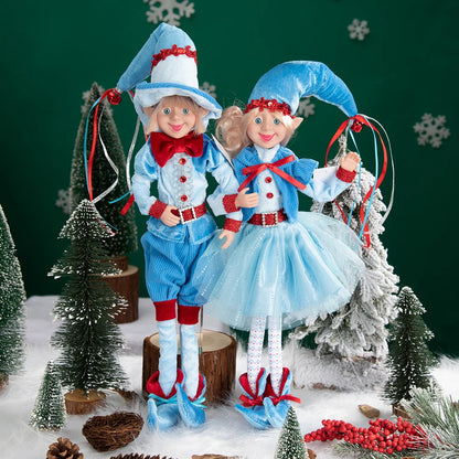 Elfo Decorativo para Shopping, Elfo Estatueta Pelúcia Artesanal Natal Vermelho, Verde, Rosa e Vinho