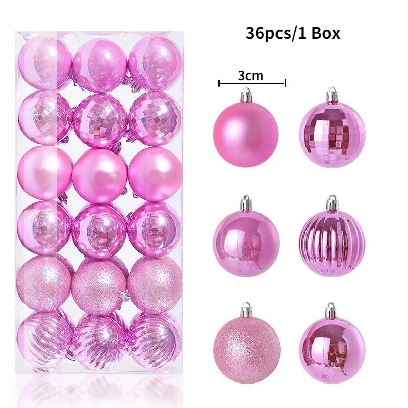 Bolas de natal Ornamentos de árvore de Natal de 3 mm de 36 quilates, grandes ornamentos
