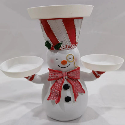 Suporte de Doces Boneco de Neve Enfeite Decorativo de Natal, Formato Boneco de Neve em Resina