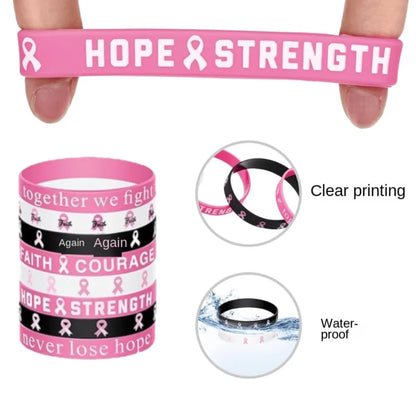 Pulseira de gel outubro rosa Pulseiras de conscientização do câncer mama pulseira silicone