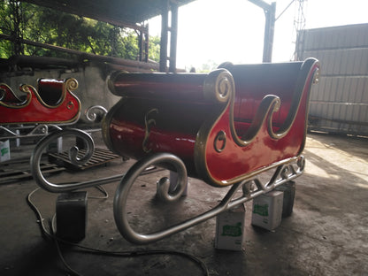 Grande trenó de fibra de vidro para decoração de shopping, material plástico Natal