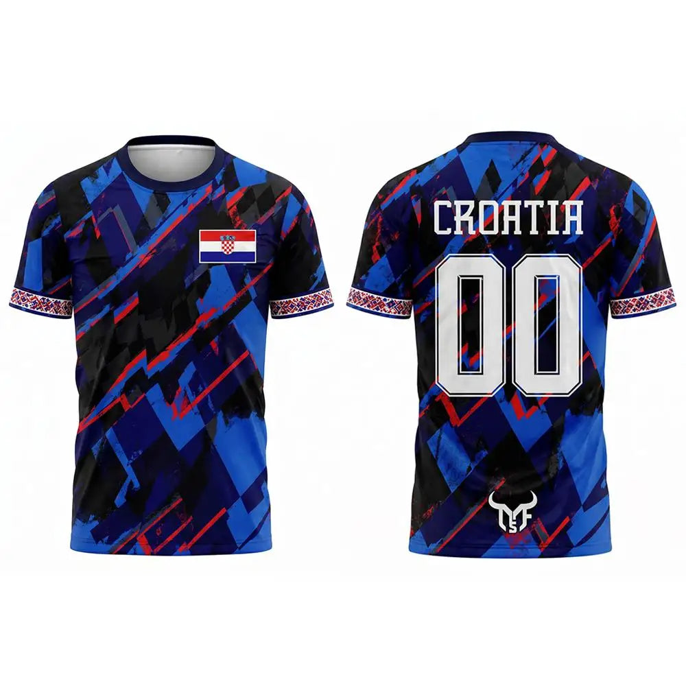 Camisa de futebol Croatia #00 Croatia Home Camiseta Esportiva Masculina Croácia 3D