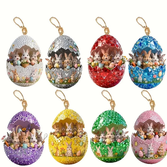 Ovos de Páscoa 8 peças de enfeites de ovo de páscoa de lantejoulas com orelhas de coelho