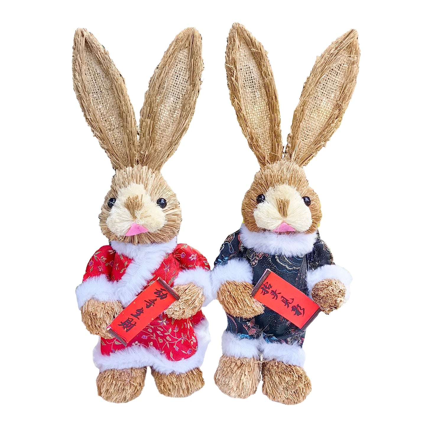 Casal De Coelhos De Páscoa Decoração Enfeite Coelhinhos - 35cm