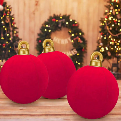 Bola de Natal Inflável Gigante de 60cm com Acabamento Aveludado, Bola Inflável Shoppings