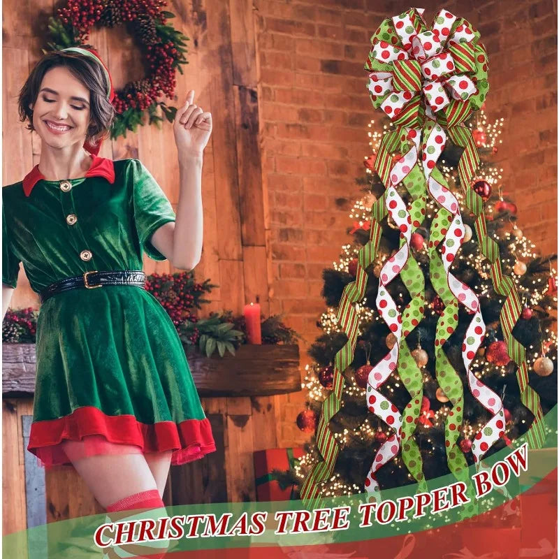 Laço Grande de Topo Árvore de Natal Aproximadas de 114cm*33cm*45"*13"