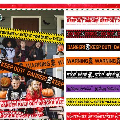 Pacote com 1 fita de advertência de Halloween, decoração de Halloween, fita de perigo