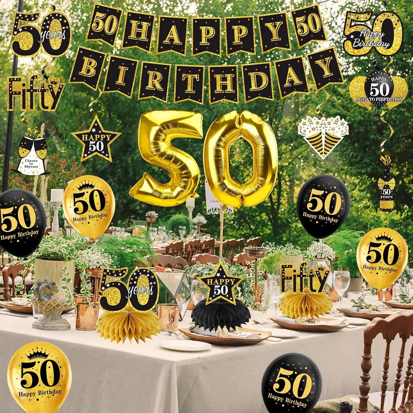 Kit de decoração de aniversário de 50 anos de 50 peças para homens balões