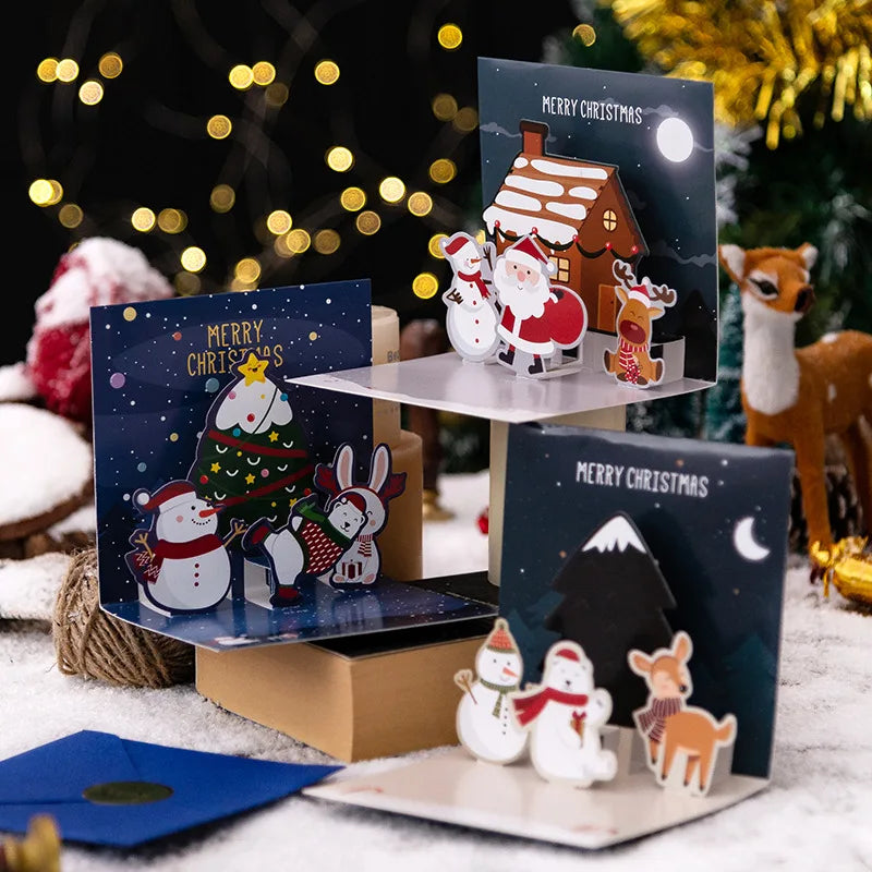 Cartões de Natal pop-up, design de árvore de Natal, cartão de feliz Natal e cartão