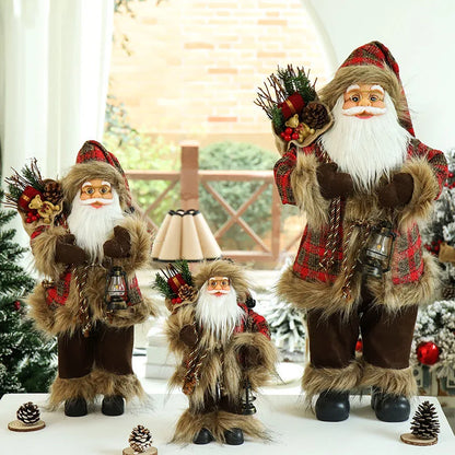 Boneco de Papai Noel em pé, enfeite de Natal para festa de Natal, lareira e férias 40cm