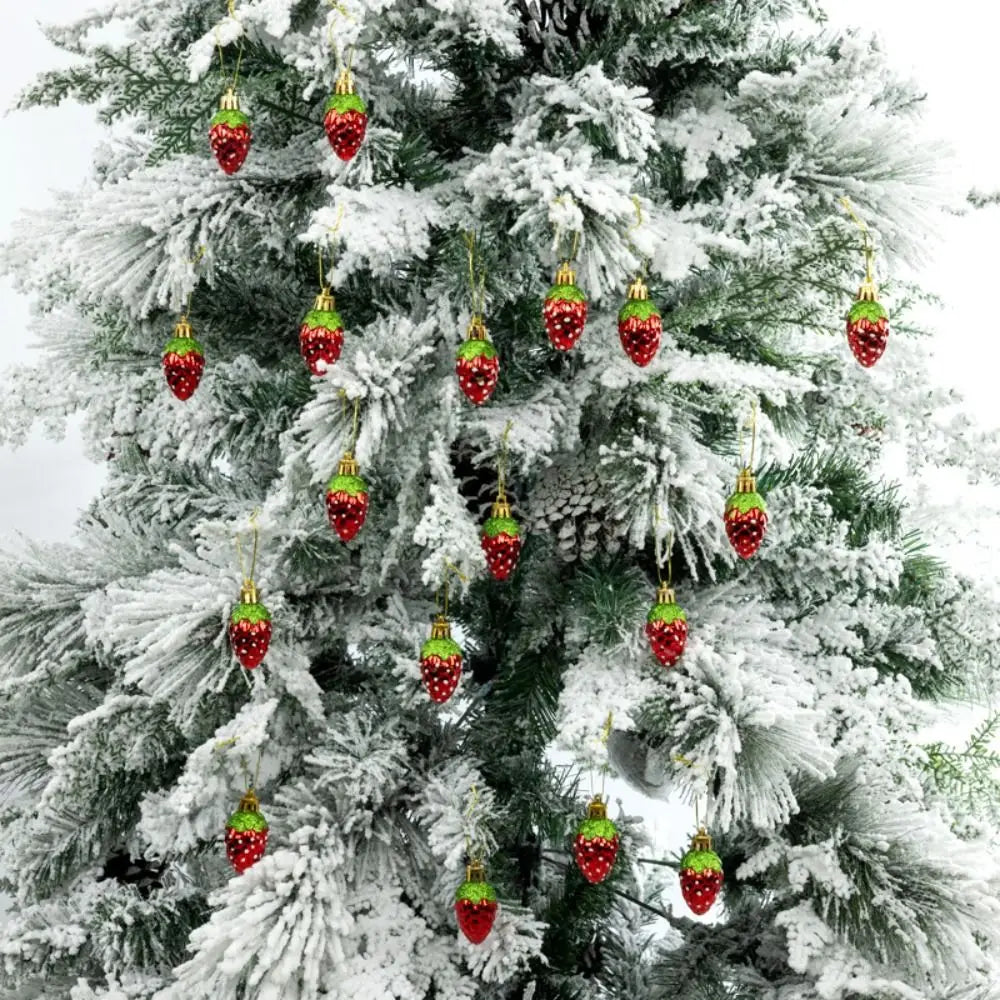 Enfeite Morango para Árvore de Natal Enfeites Natalinos Vermelhos para Árvore de Natal