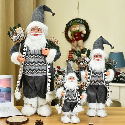Boneco de Papai Noel em pé, enfeite de Natal para festa de Natal, lareira e férias 40cm