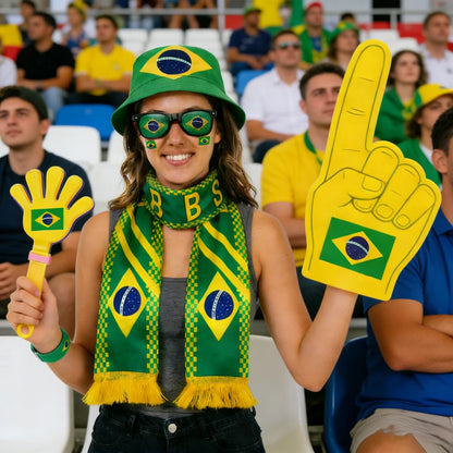 Kit Torcedor Brasil 6 Peças, Futebol Copa, Cachecol, Kit Torcedor Brasil Copa do Mundo