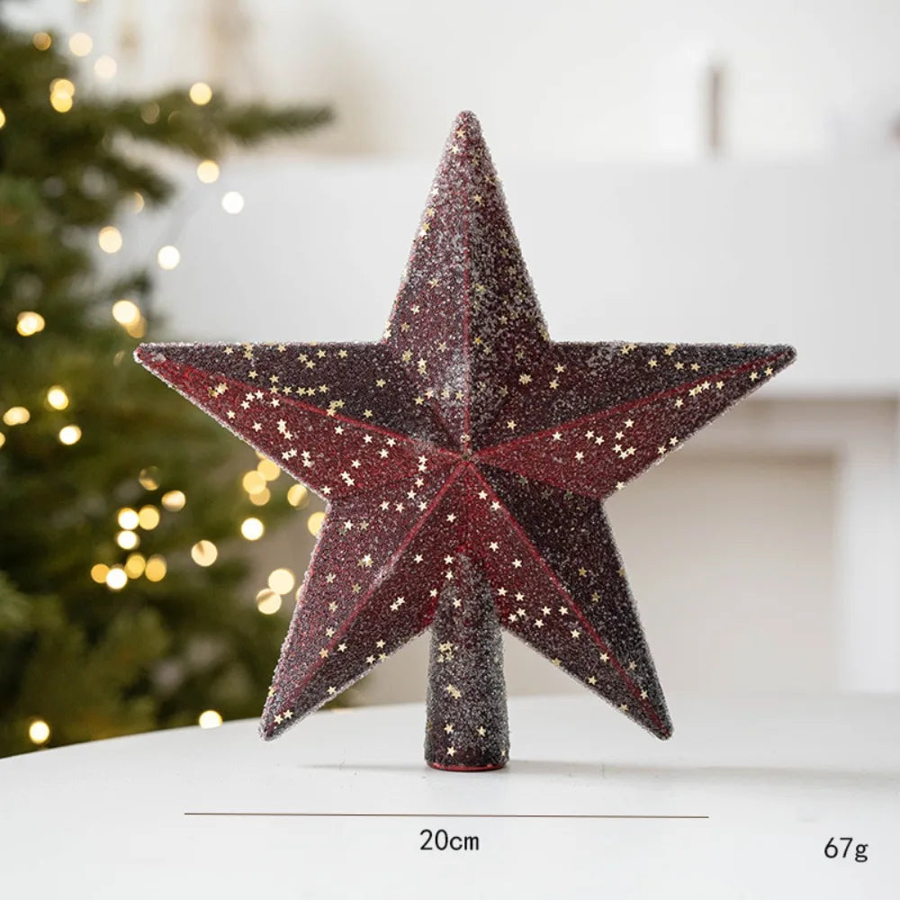 Ponteira Estrela de Natal Enfeite de árvore estrelada com glitter de 20CM*60g - champanhe