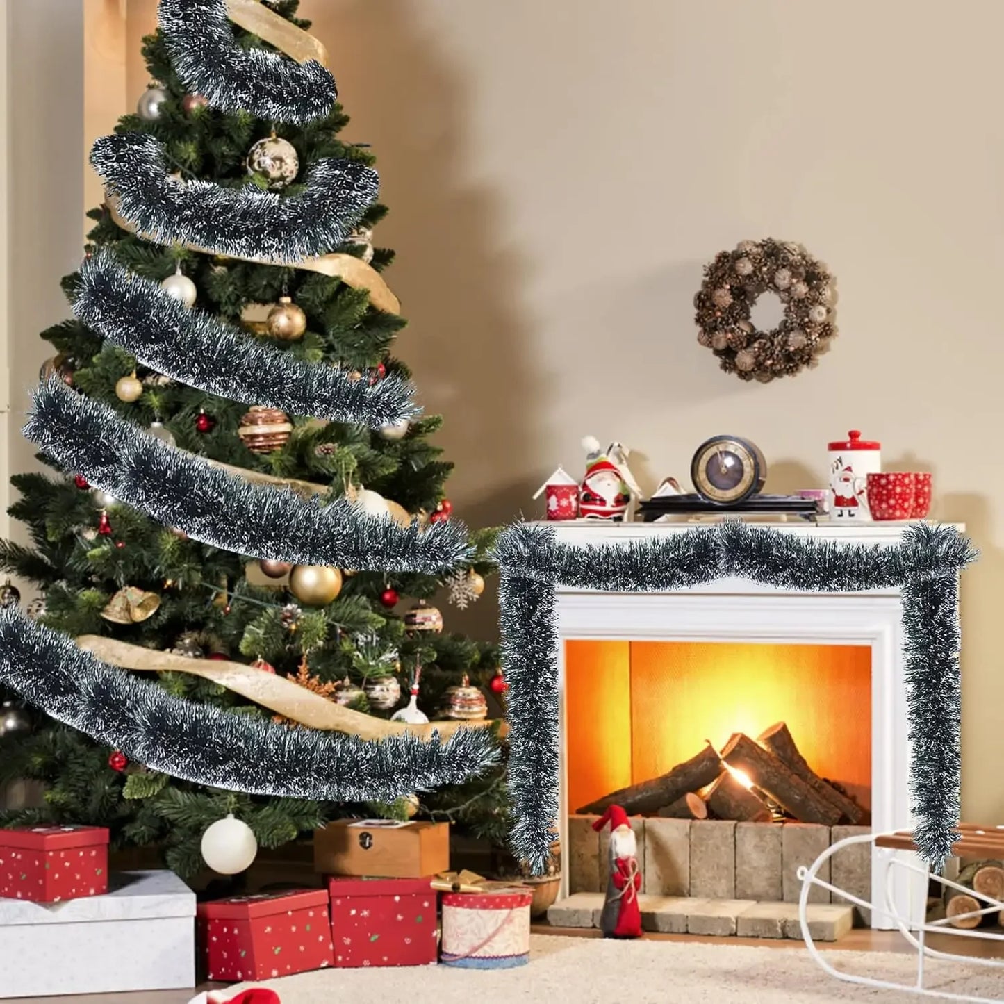 Guirlanda de Natal 2/4/10/30 metros Verde Profundo/Comprido de enfeite de árvore Natal