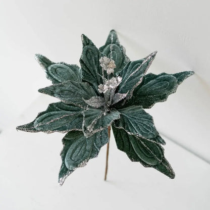 Flores com glitter de Natal 28 cm enfeites de guirlanda de árvore Natal poinsétia flor artificial