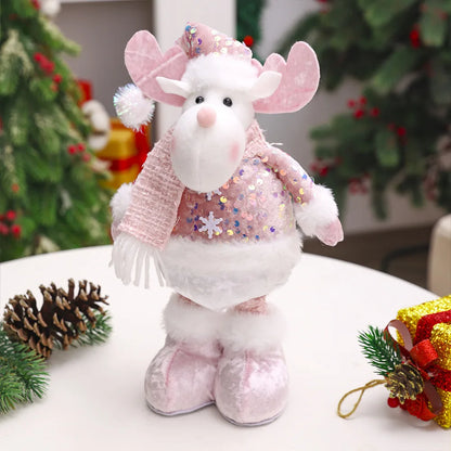 Boneco de Natal  Rosa Ornamentos Boneca De Pelúcia De Natal, Boneca De Pelúcia