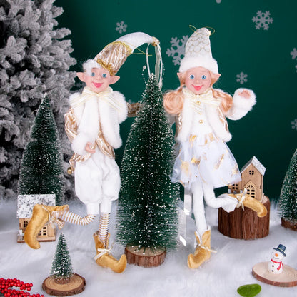 Conjunto de 2 elfos de Natal de 66 cm, adorável elfos vermelhos e verdes para pendurar