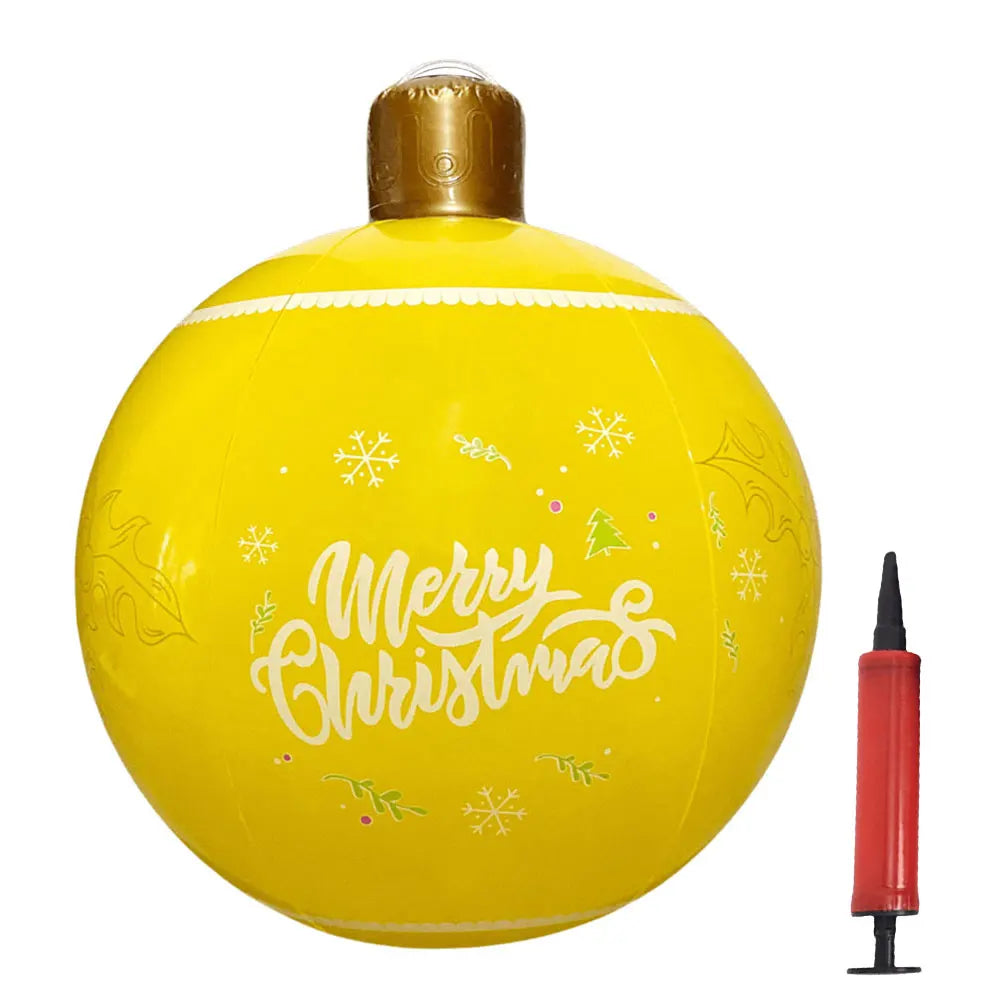 Grandes Bolas Infláveis de Natal, 24", Bola Inflável Gigante de PVC Decorada Natal e Bola