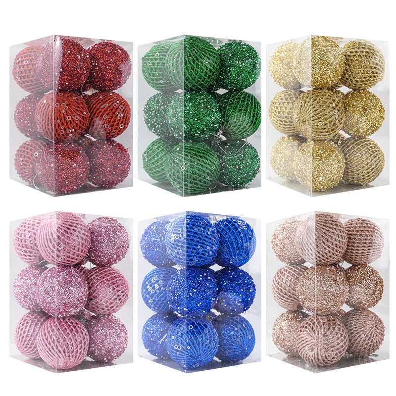 Bola de Natal 12 Peças enfeites natalinos pendurados para uso interno e celebrações, Ouro