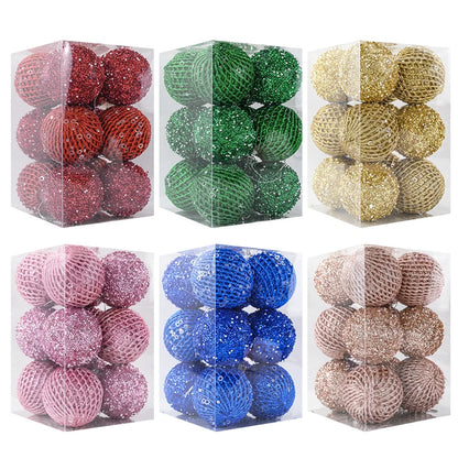 Bola de Natal 12 Peças enfeites natalinos pendurados para uso interno e celebrações, Ouro