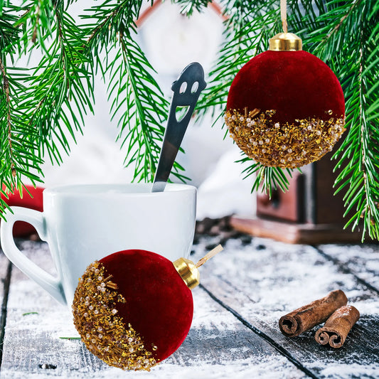 Bola de Natal Vinho vermelho 4 peças de enfeites de bola de Natal bordô, lantejoulas