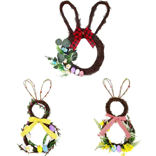 Guirlanda de Páscoa artesanal para porta coelhos e detalhes coloridos, perfeita decorar
