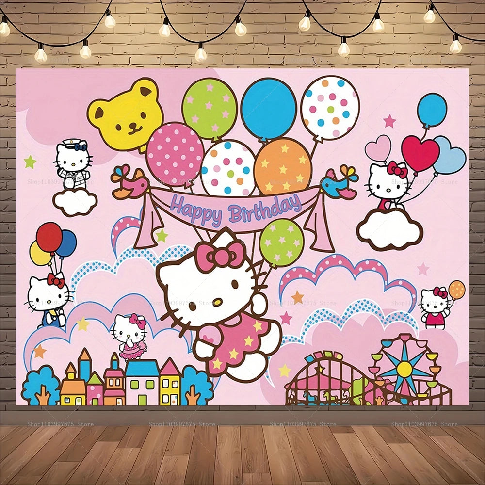 Cenários para festa Hello Kitty Girls  para festa de aniversário de gatinho, lembrancinhas