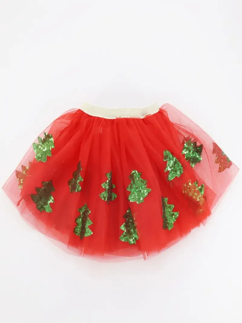 Saia de Natal para meninas vestido de saia tutu de natal