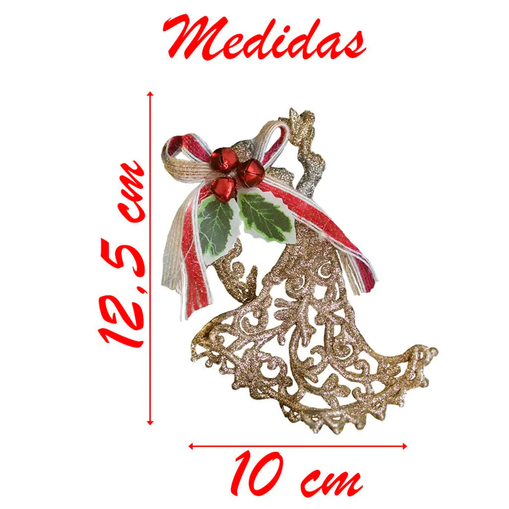 Enfeite Anjo Dourado Enfeite Pendente Árvore Natal Anjo Dourado 12,5cm*10cm