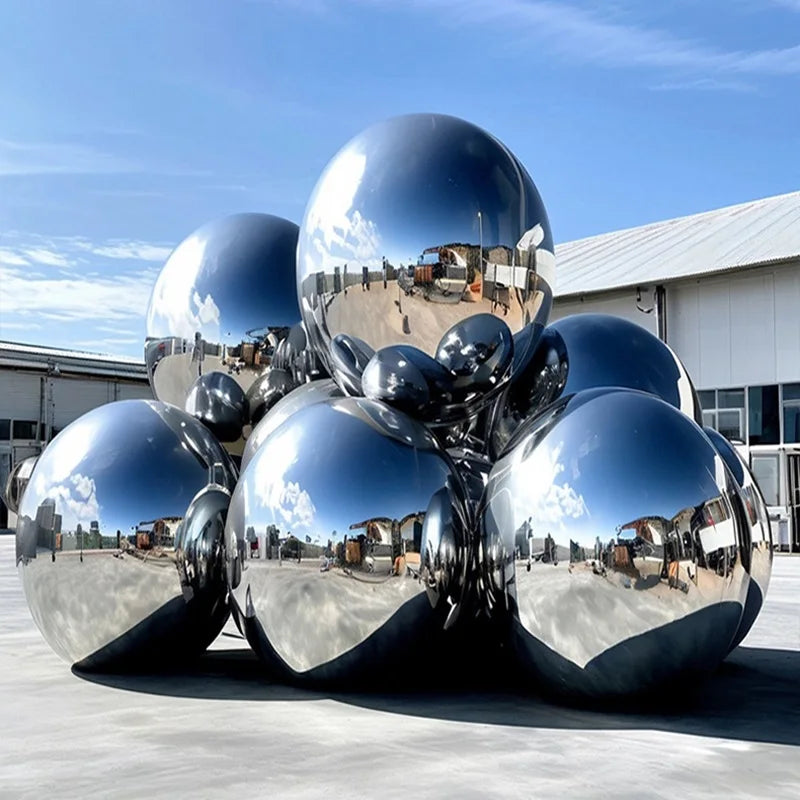Bola de espelhos para shopping Bola de espelhos inflável, balão gigante espelhado prateado