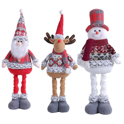 Kit boneco Papai Noel Boneco de Neve Rena Natal Boneco de Natal em pé - boneca retrátil