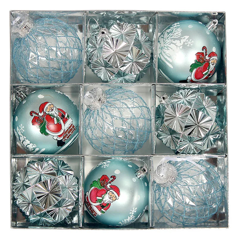 Bola de Natal 9 Peças Enfeites de Natal 3" Enfeites de Bola Natal Inquebrável Transparente