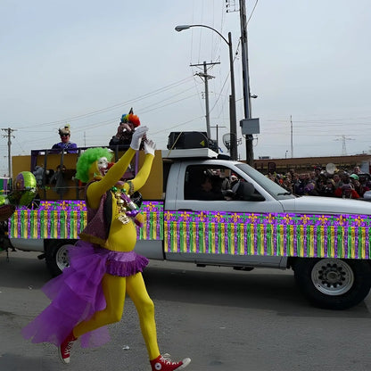 kit Carnaval Pacote com 1 saias de mesa com franjas metálicas Carnaval de 29,5 x 182 cm